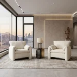 Beige Two-Chair Lounge Set – Modern Comfort and Versatility