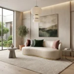 Elegant Beige Three-Seater Sofa with Lasting Comfort