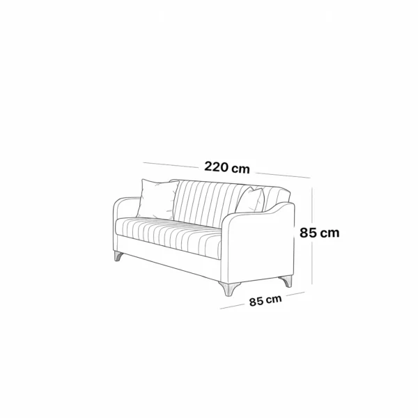 Elegant Gray Three-Seater Sofa - Image 2