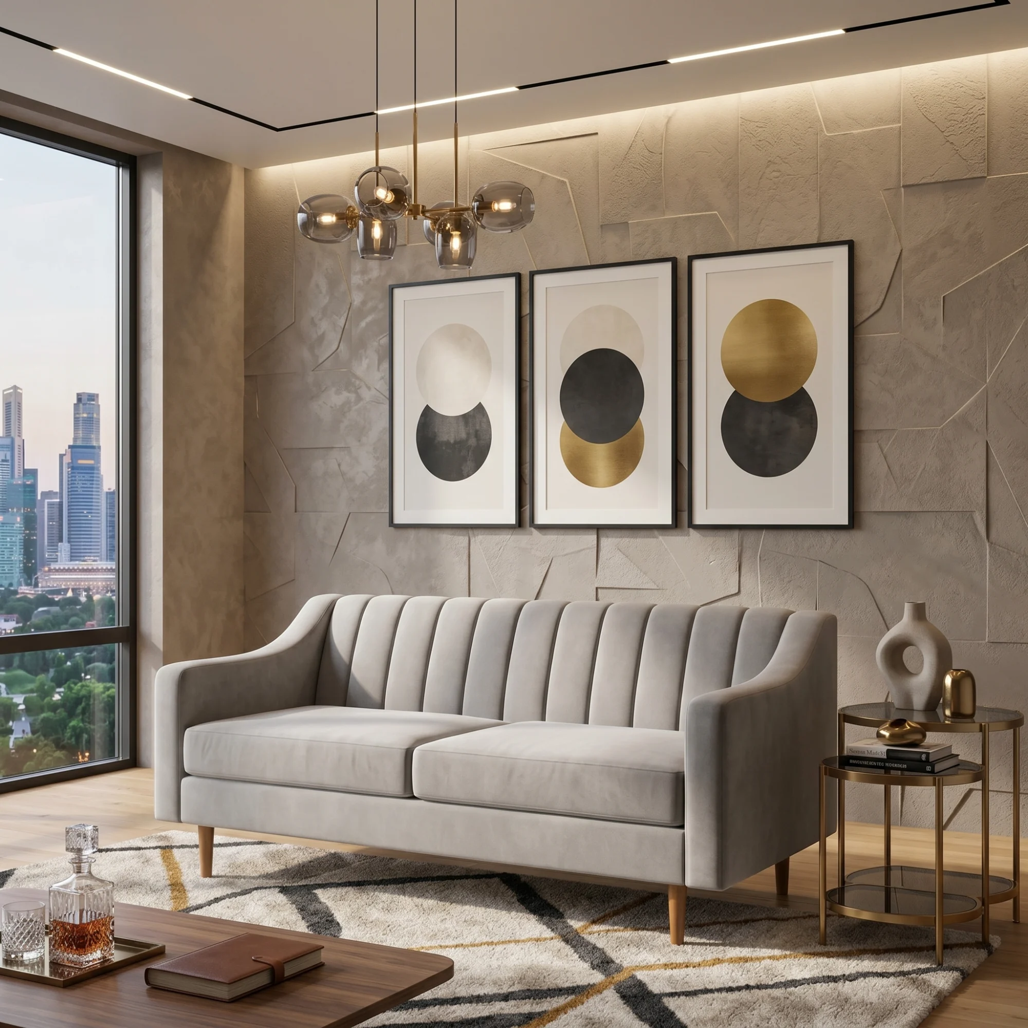 elegant-gray-two-seater-sofa-with-distinctive-details-1.webp كنبة مقعدين بتصميم أنيق وتفاصيل مميزة - لون رمادي - الصورة 1