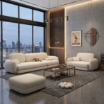 طقم كنب بتصميم أنيق - لون اوف وايت