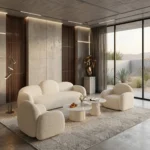طقم كنب بوكليه بتصميم أنيق - لون أوف وايت