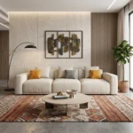Elegant Off-White Three-Seater Sofa with Contemporary Design