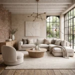 Chic Off-White Pouf Ottoman – Elegant Functionality for Any Space