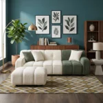 Luxury Contemporary Sofa with Pouf