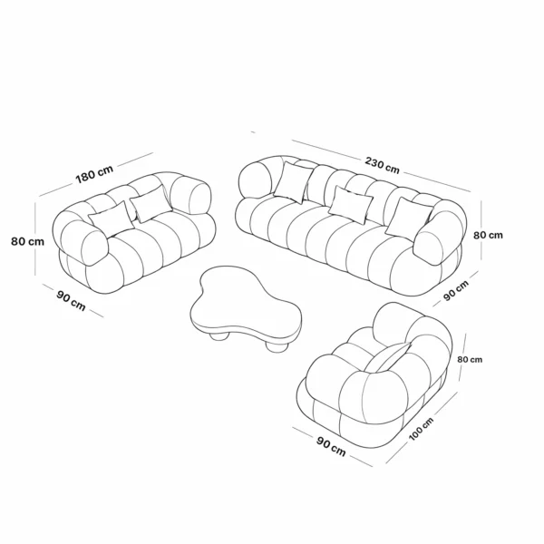 Luxury Off-White Sofa Set – Sophisticated Elegance for Upscale Living Rooms - Image 2