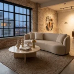 Modern 2-Seater Beige Sofa