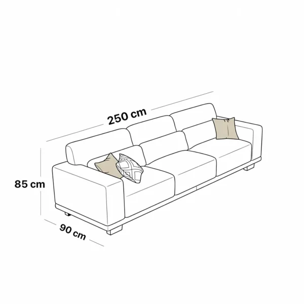 Premium Modern Off-White 3-Seater Sofa – Serene Elegance & Ample Comfort - Image 2