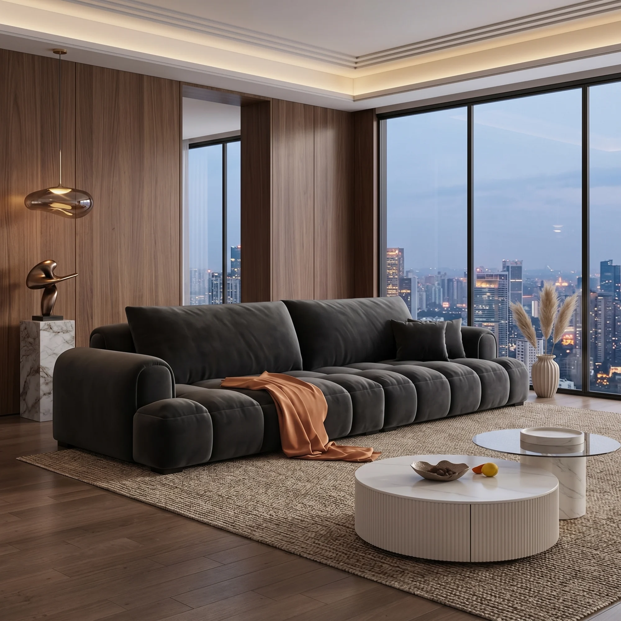 urban-chic-black-sofa-1.webp كنب عملي وأنيق لغرف المعيشة الحديثة - لون أسود - الصورة 1